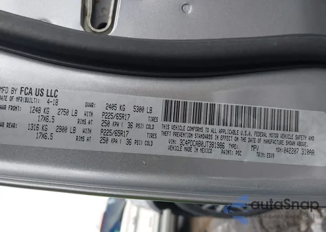 2018 Dodge Journey Se z USA, uszkodzony, nr VIN 3C4PDCAB0JT381986